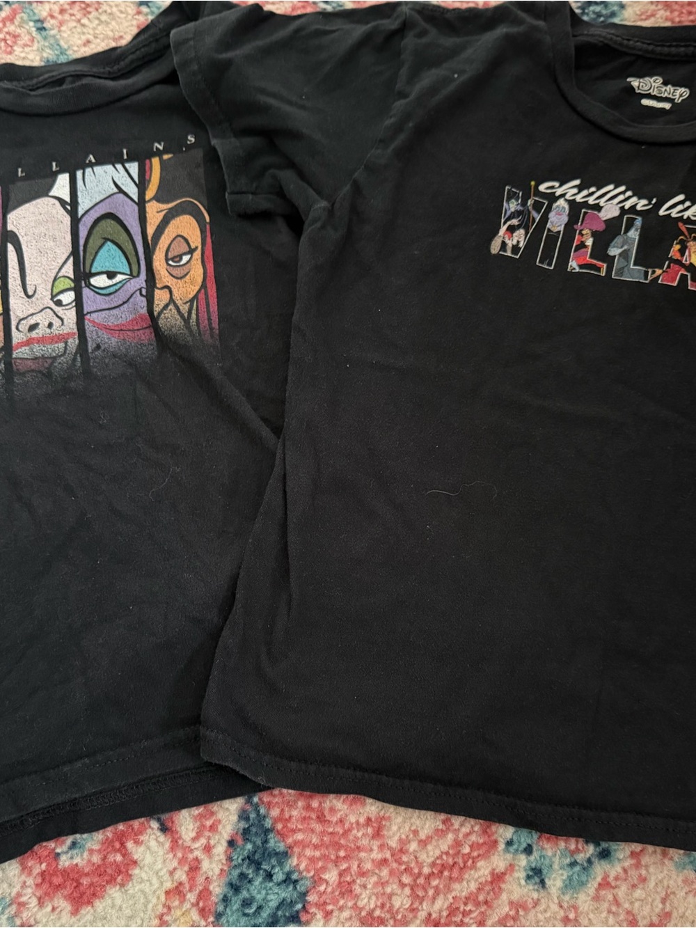 Two Disney Black Kids Villains Graphic Short Sleeve Tee
